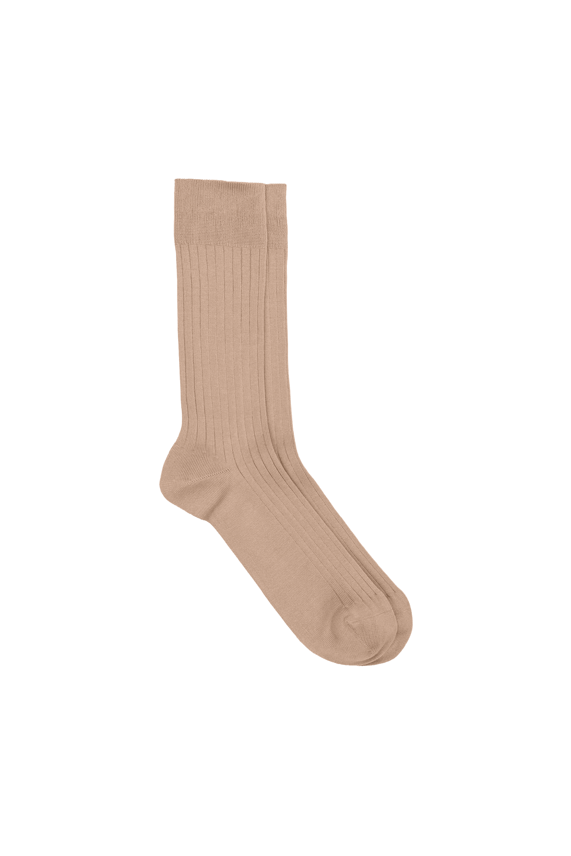 Cotton Ribbed Socks in Beige