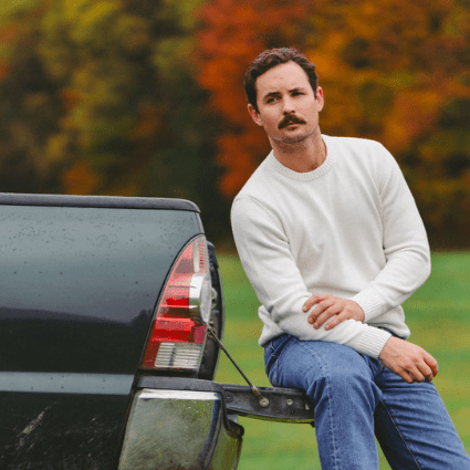 Cotton Crewneck Sweater in Cream