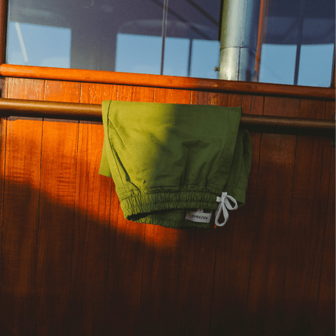 Drawstring Cotton Shorts in Green