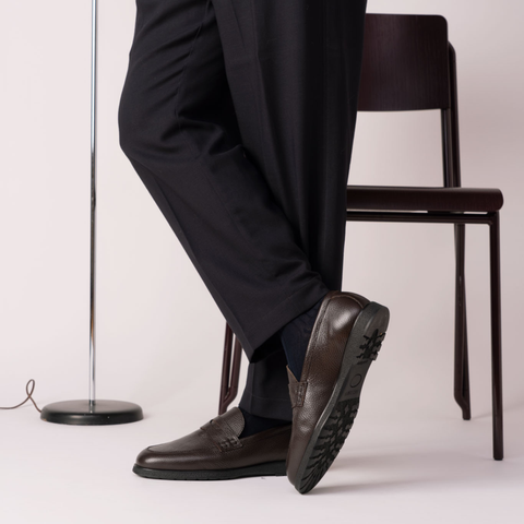 Osborne Penny Loafer in Pebbled Brown