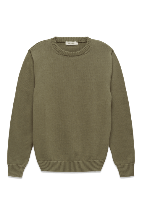 Cotton Crewneck Sweater in Green