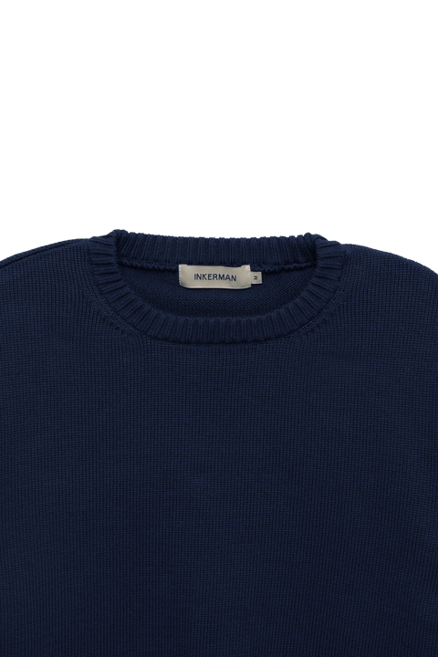Cotton Crewneck Sweater in Navy