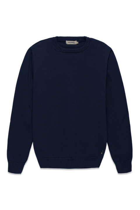 Cotton Crewneck Sweater in Navy