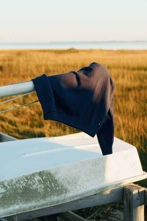 Cotton Crewneck Sweater in Navy