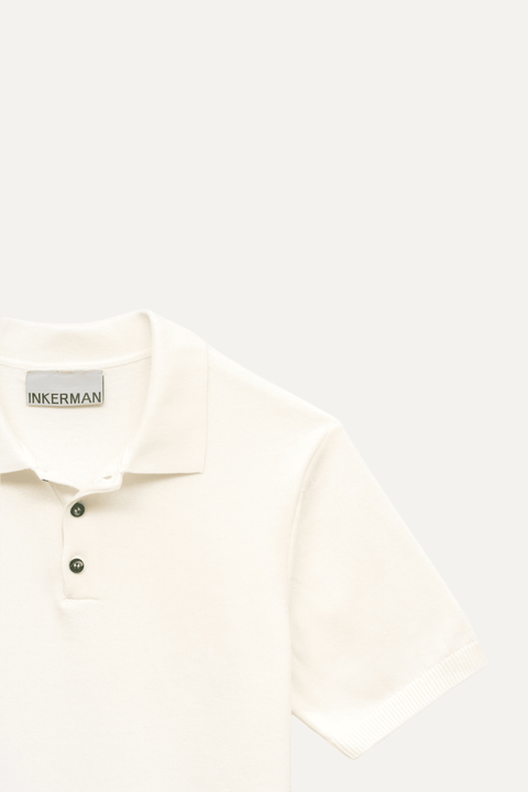 Detail shot of cotton knit polo - Inkerman NYC
