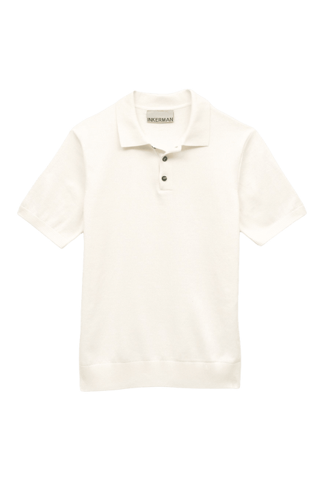 Cotton Knit Polo Shirt in Cream