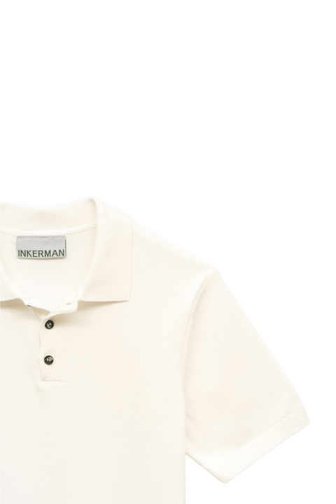 Cotton Knit Polo Shirt in Cream