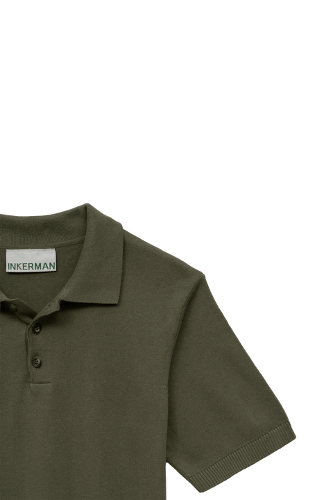 Cotton Knit Polo Shirt in Green