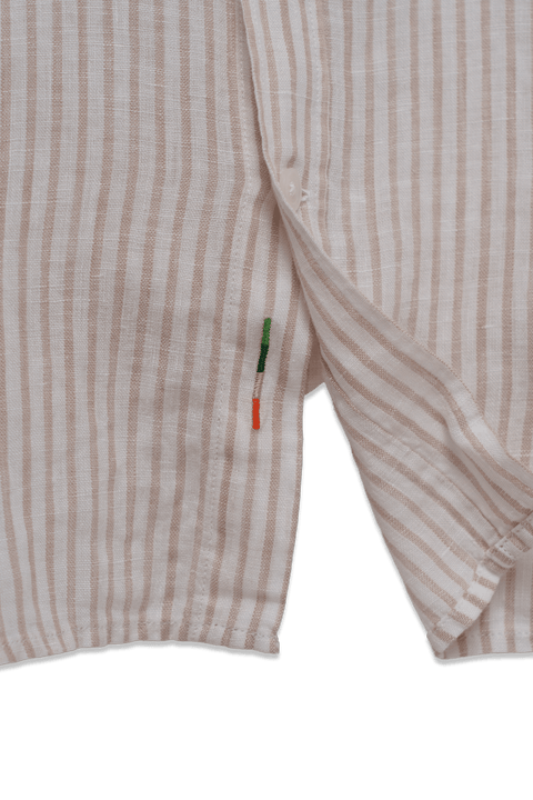 The Linen Shirt in Tan Stripe