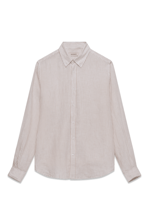 The Linen Shirt in Tan Stripe
