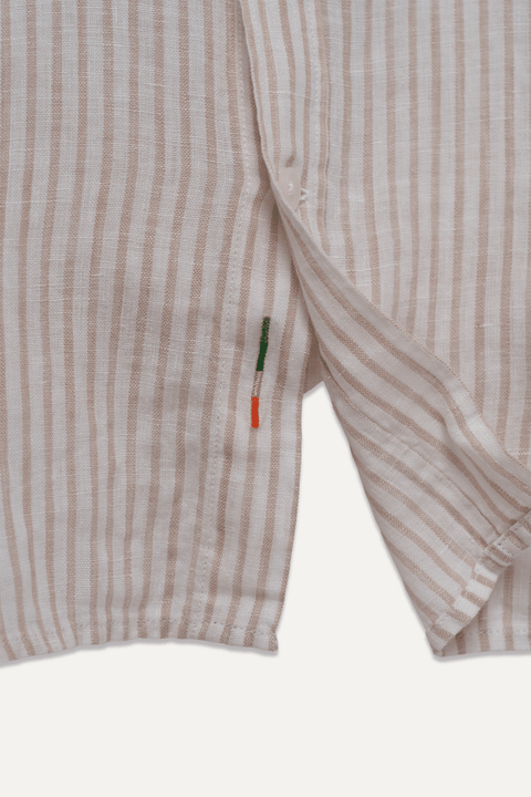 The Linen Shirt in Tan Stripe