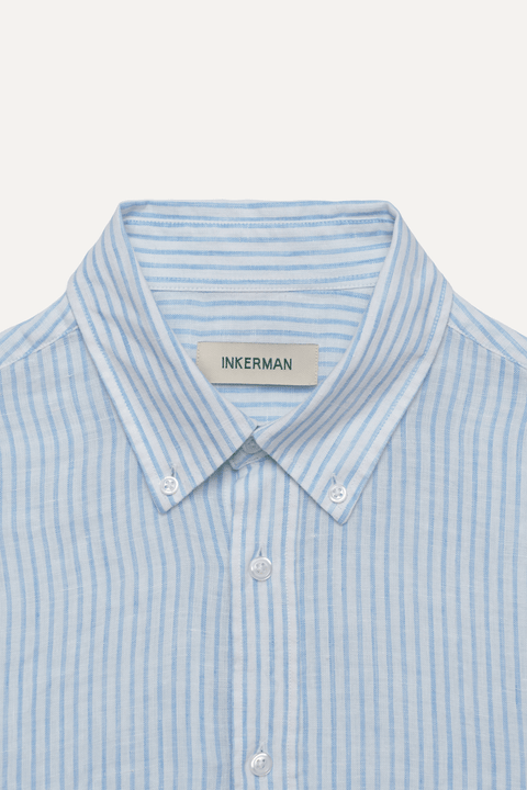The Linen Shirt in Blue Stripe