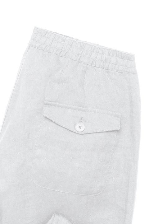 Drawstring Linen Pocket Trousers in White
