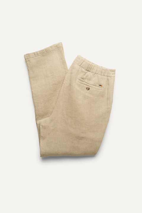 Drawstring Linen Trousers in Beige