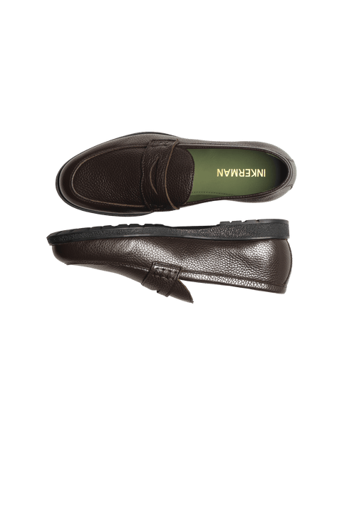 Osborne Penny Loafer in Pebbled Brown