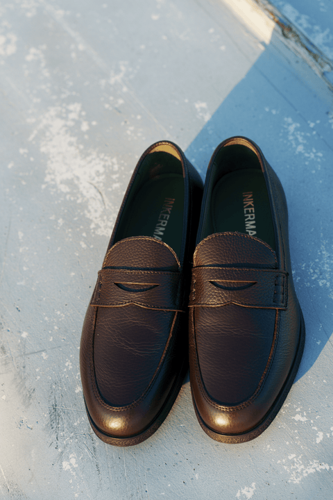 Osborne Penny Loafer in Pebbled Brown