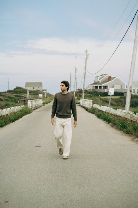 Cotton Crewneck Sweater in Green