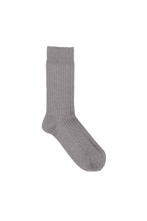 Cotton Ribbed Socks in Grey