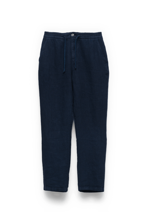 Drawstring Linen Trousers in Navy