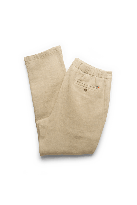 Drawstring Linen Trousers in Beige