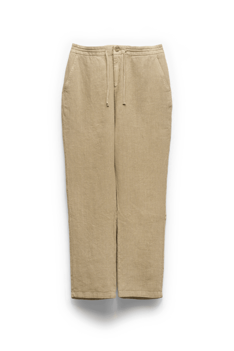 Drawstring Linen Trousers in Beige