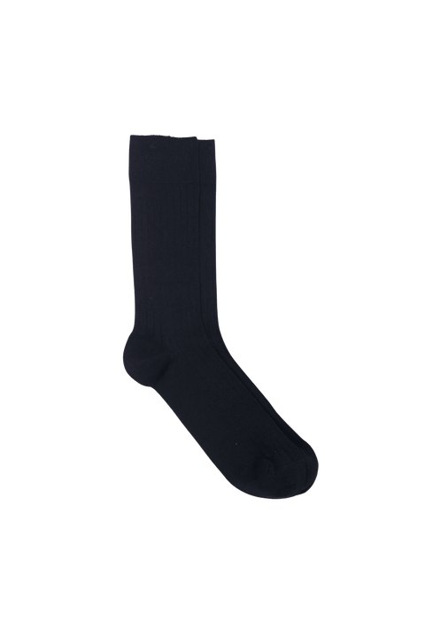 Cotton Ribbed Socks in Navy